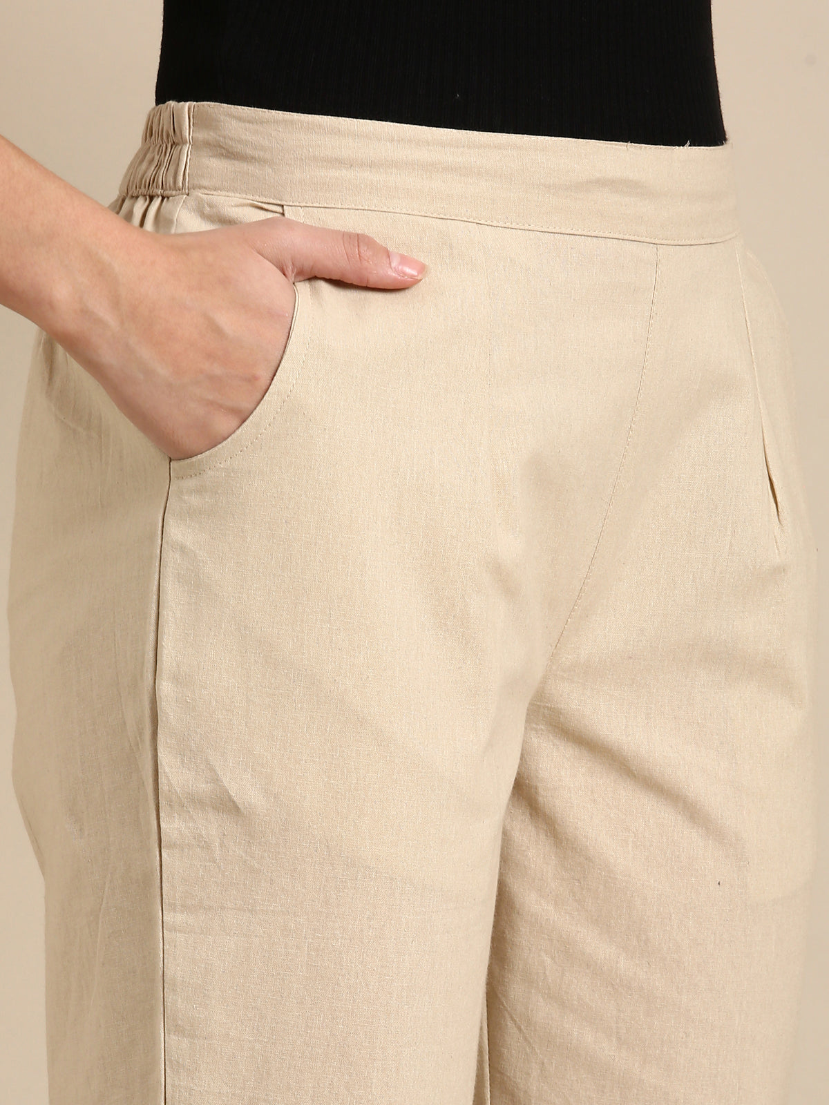Beige Basic Pants