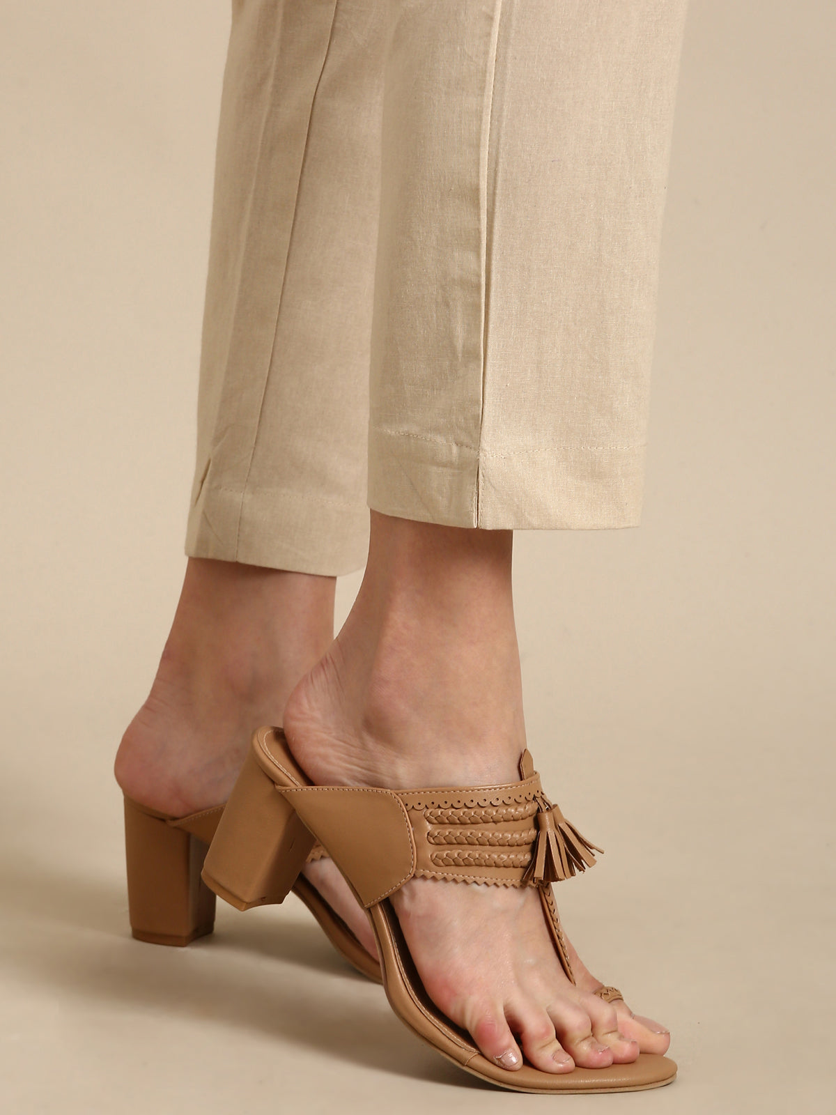Beige Basic Pants