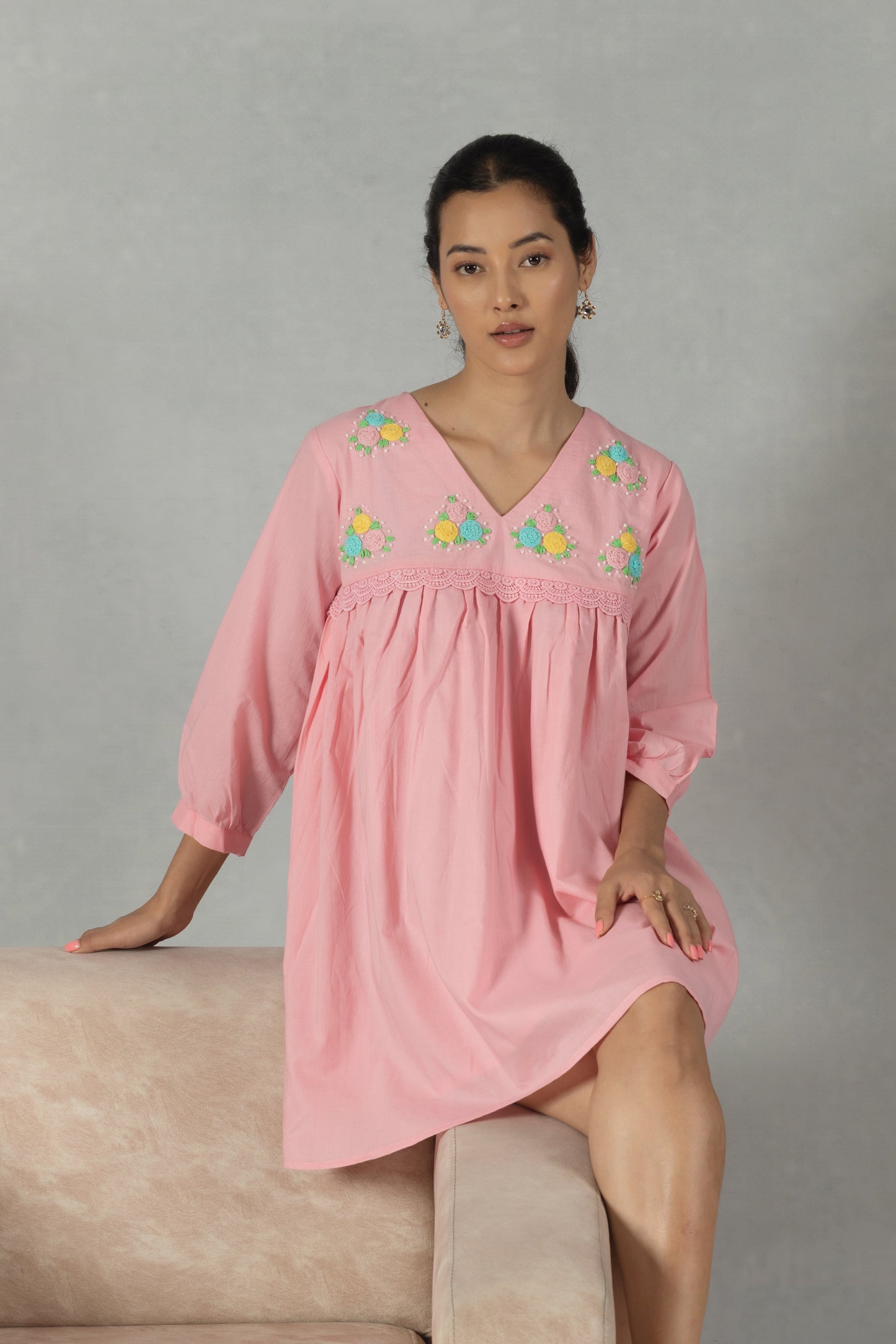 Blush Breeze V-Neck Dress