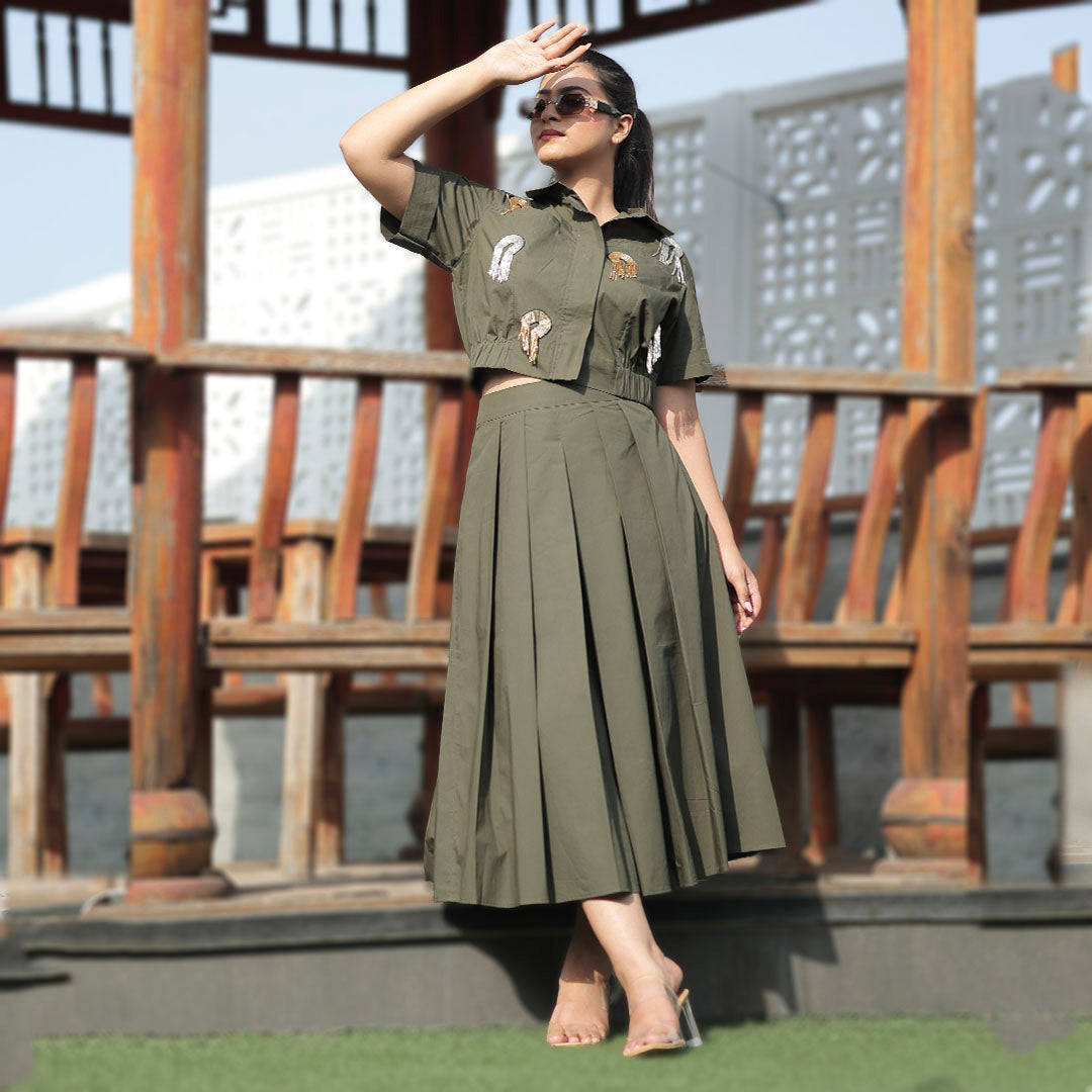 Dragon Motif Batwing Cotton Dress