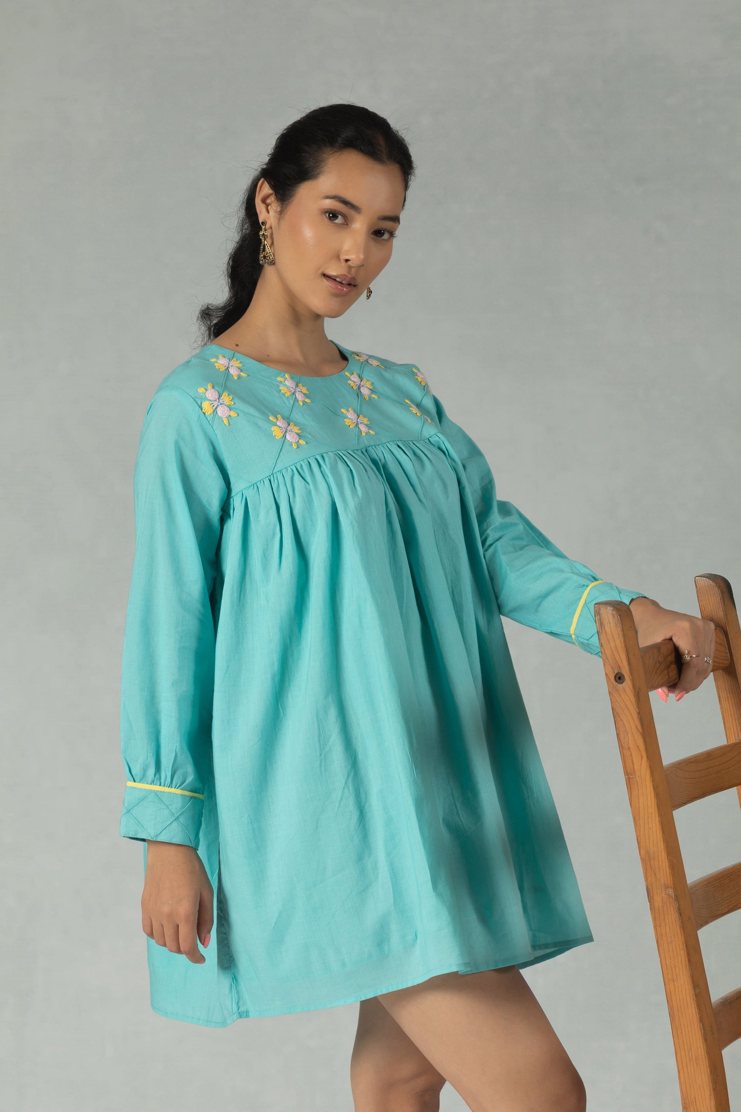 Aqua Serenity Handworked Dress