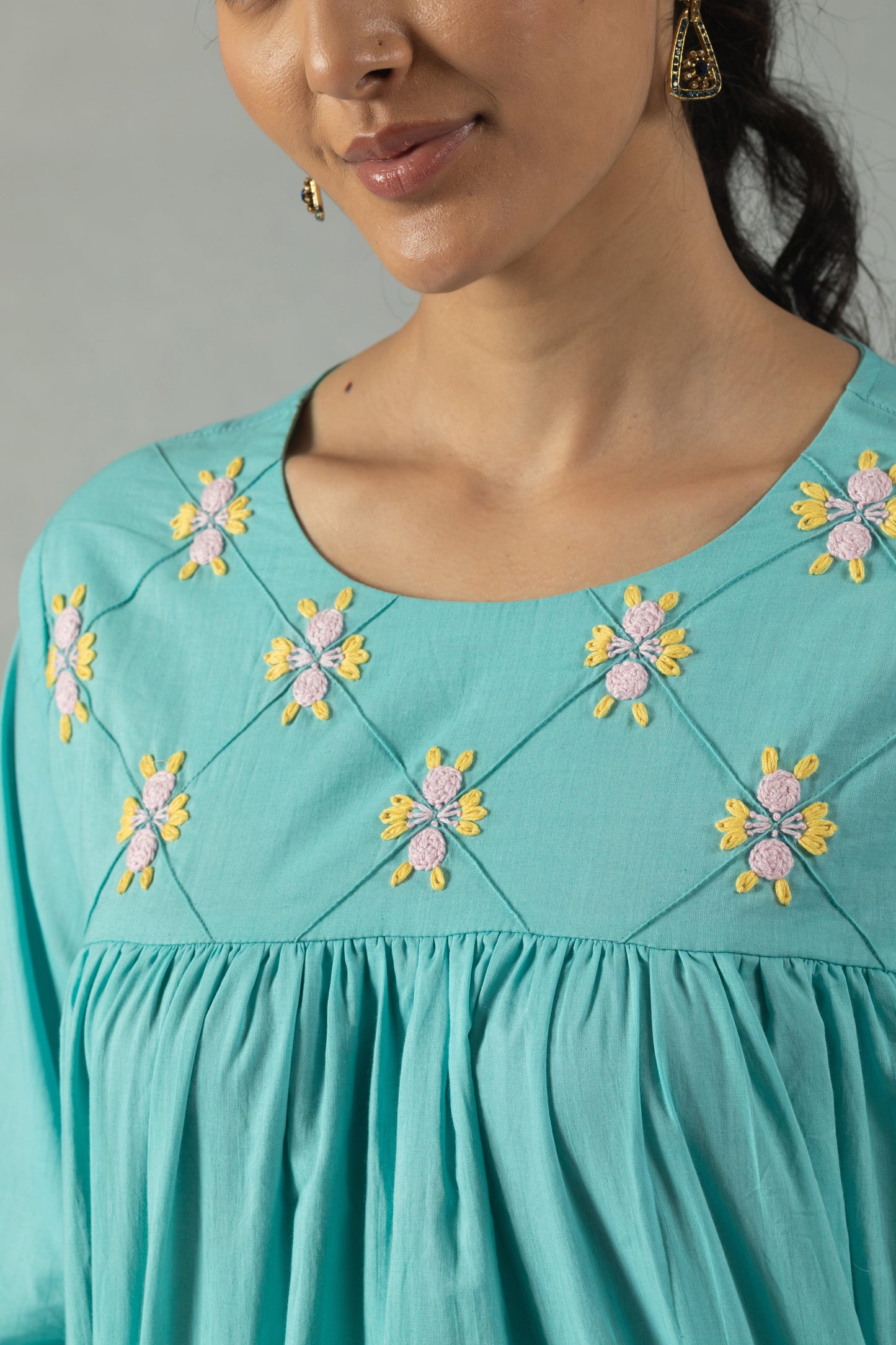 Aqua Serenity Handworked Dress