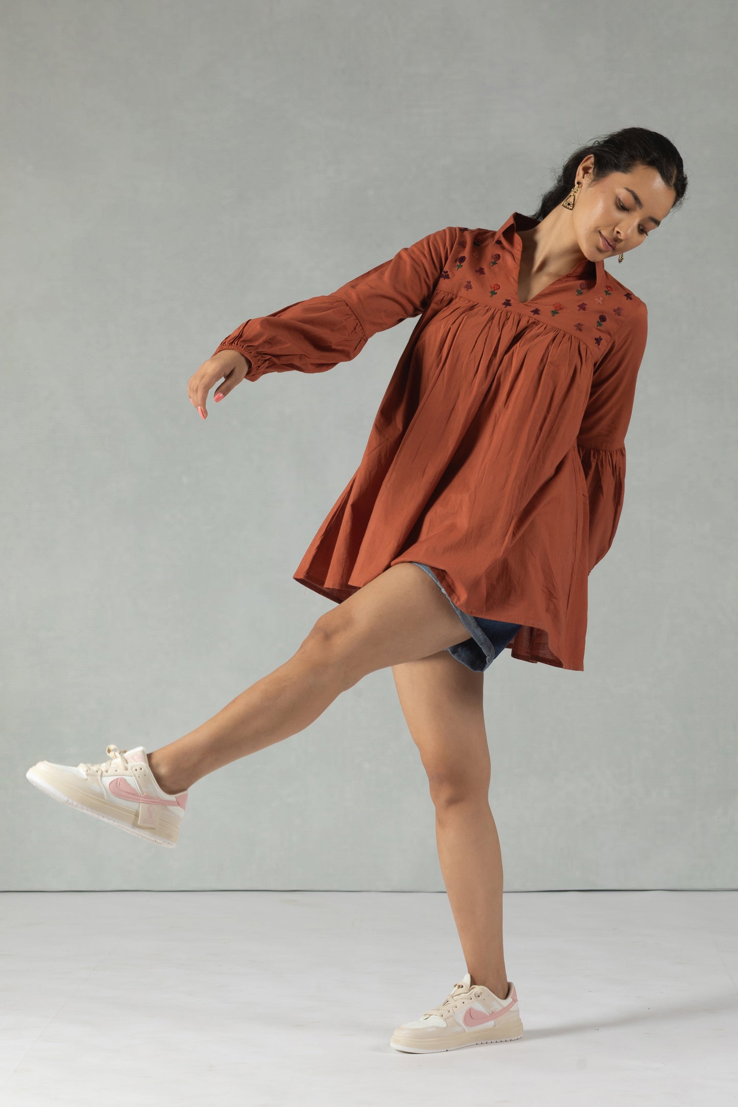 Rust Cotton Bloom Dress
