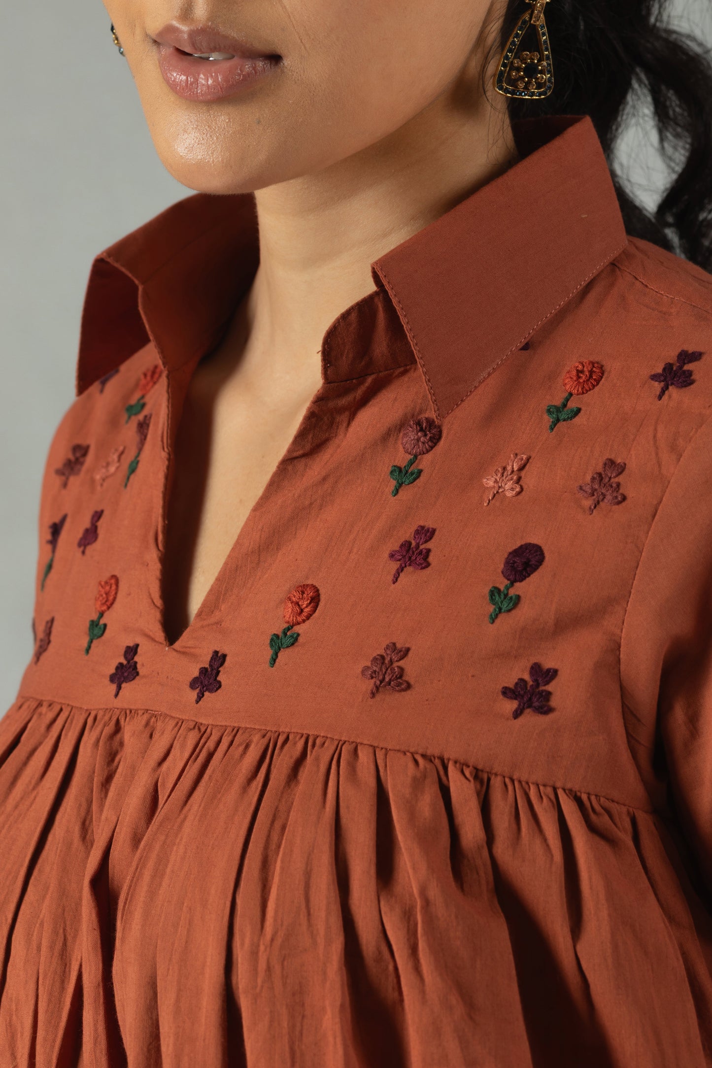 Rust Cotton Bloom Dress