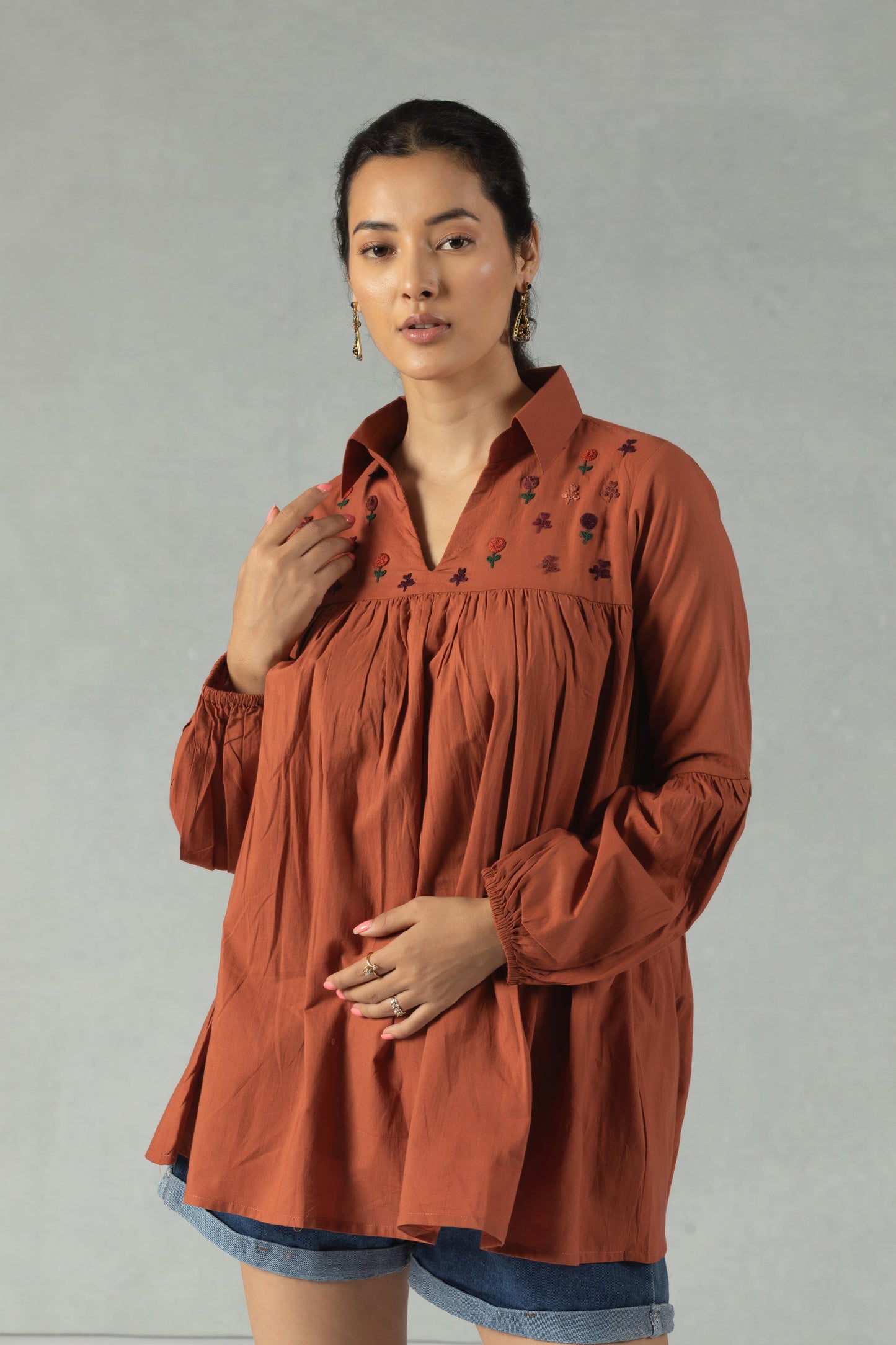 Rust Cotton Bloom Dress