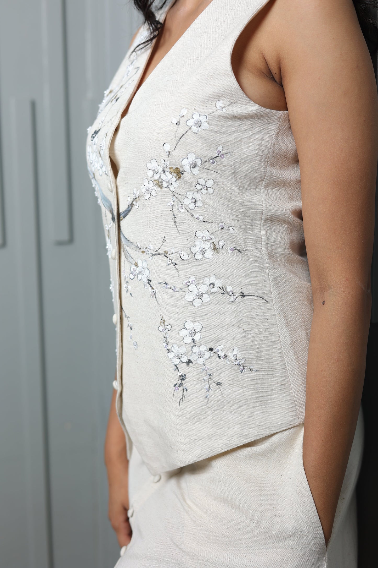 Luxe Amore Bloom Hand-Painted & Embroidered Linen Set