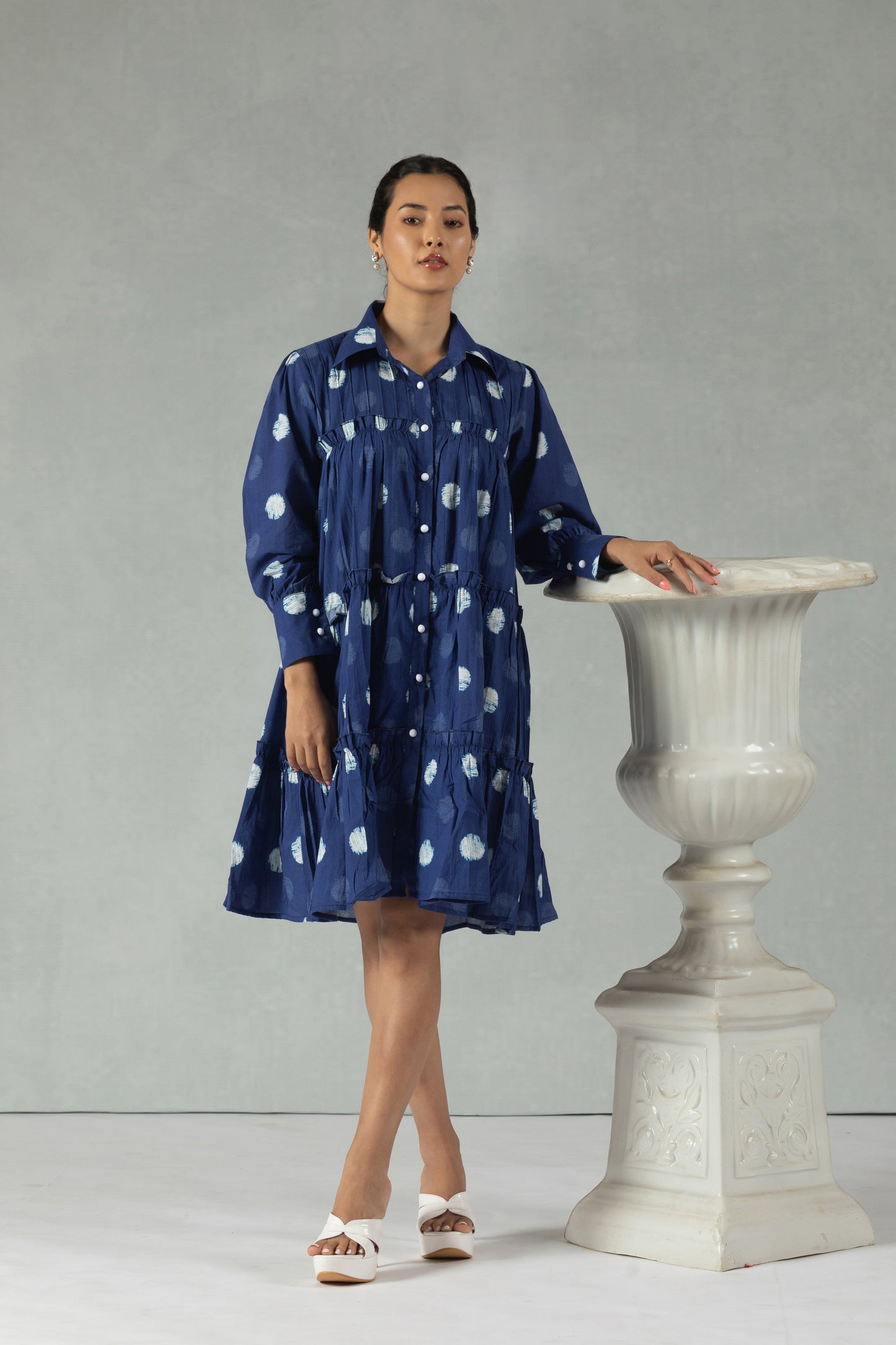 Midnight Blue Polka Dot Dress