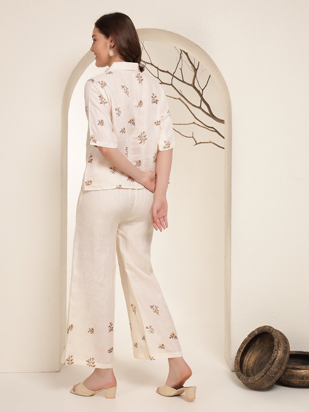 Soft Ivory 100% Pure linen printed co-ord sets