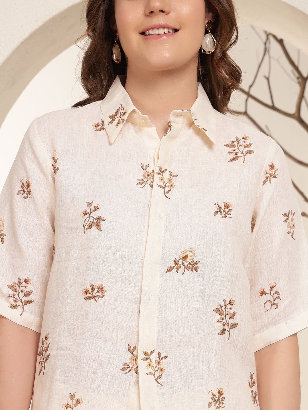 Soft Ivory 100% Pure linen printed co-ord sets