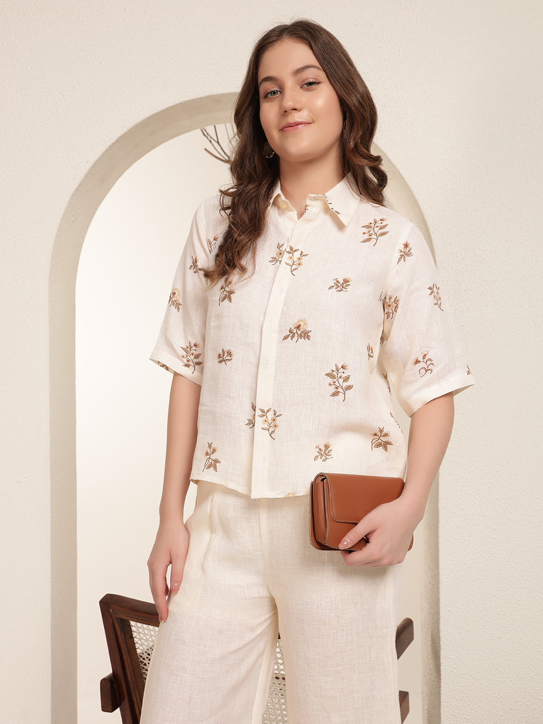 Soft Ivory 100% Pure linen printed co-ord sets