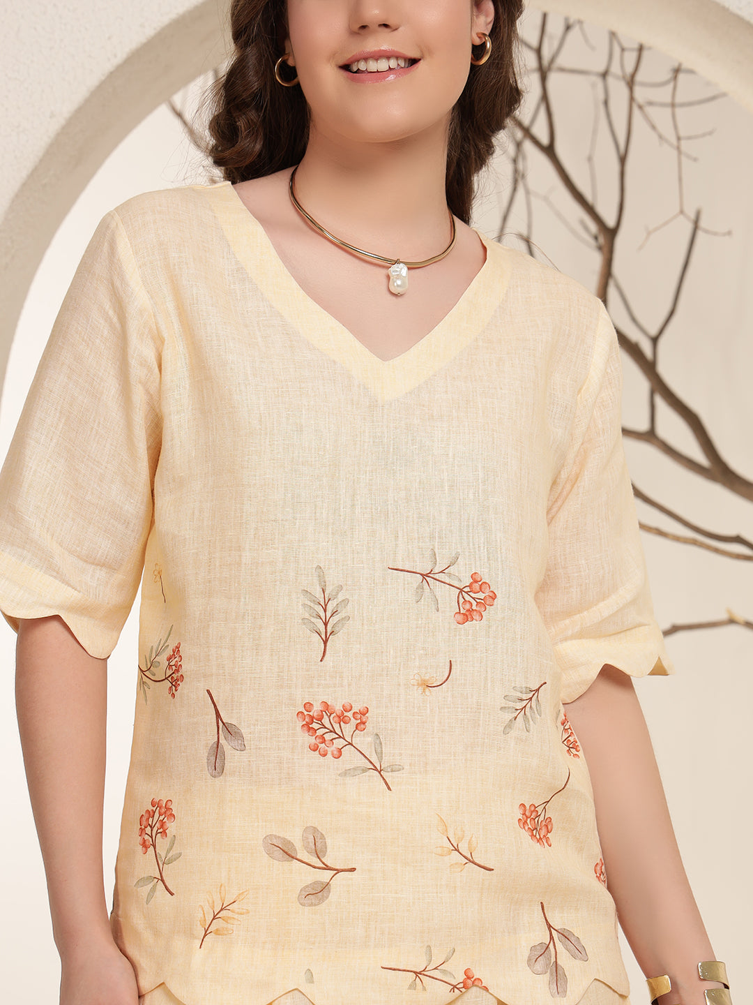 Sunlit Serenade 100% Pure linen printed co-ord sets