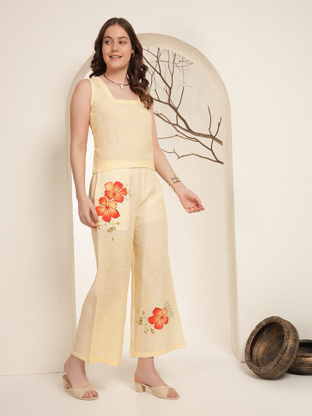 Golden Dusk 100% Pure linen printed co-ord sets