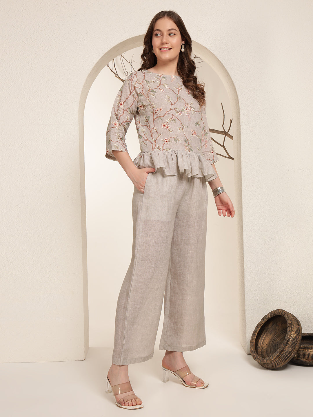 Petal Grace 100% Pure linen printed co-ord sets