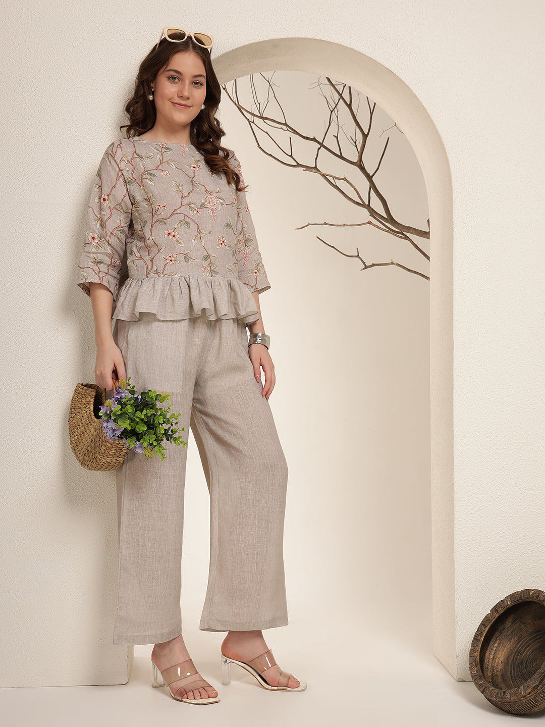 Petal Grace 100% Pure linen printed co-ord sets