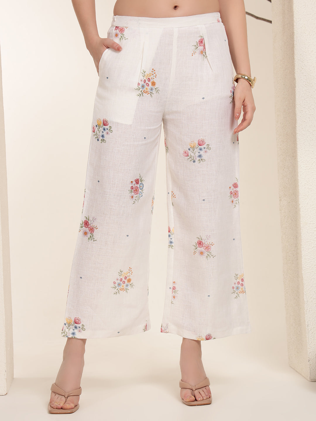 Ivory Bloom 100% Pure linen printed co-ord sets