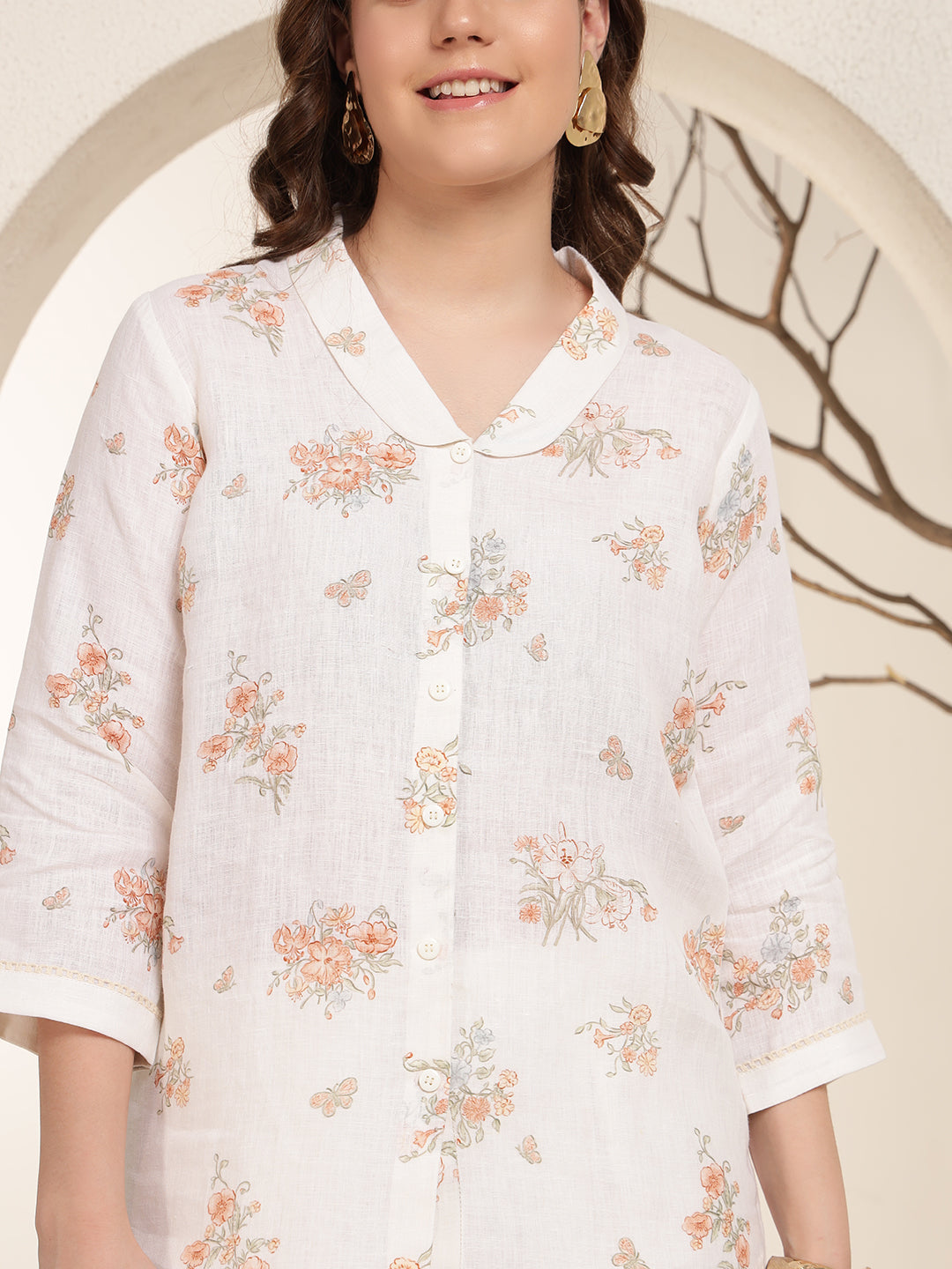 Peach Whisper 100% Pure linen printed co-ord sets