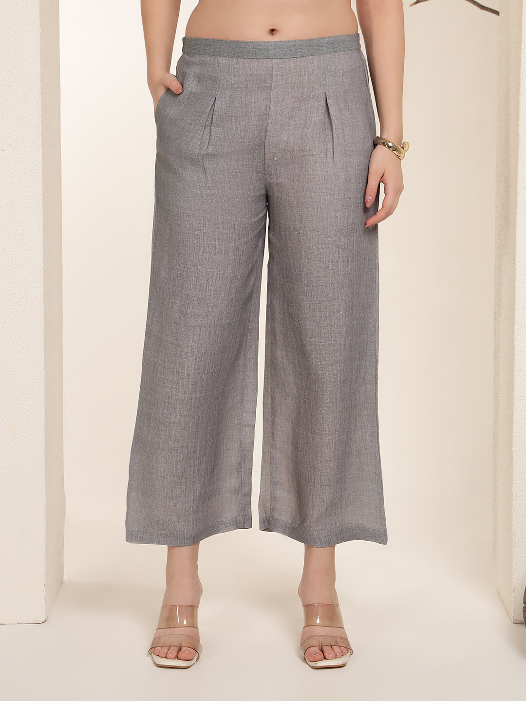 Muted Slate Grey 100% Pure linen printed co-ord sets