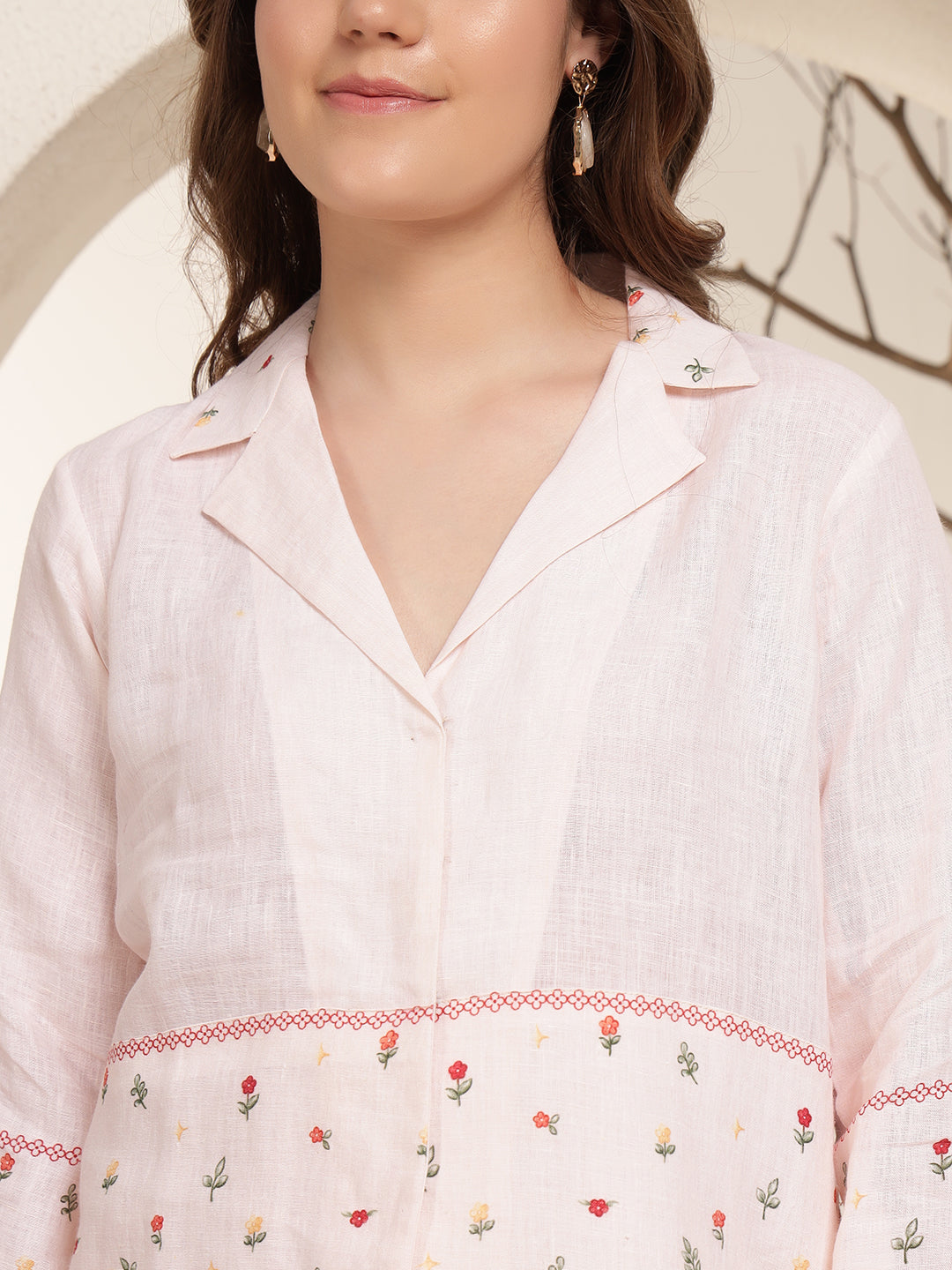 Baby Pink 100% Pure linen printed co-ord sets
