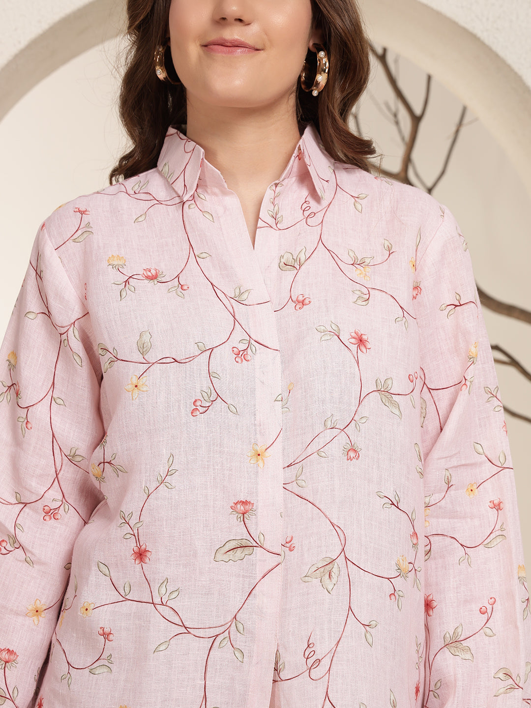 Pastel Pink 100% Pure linen printed co-ord sets