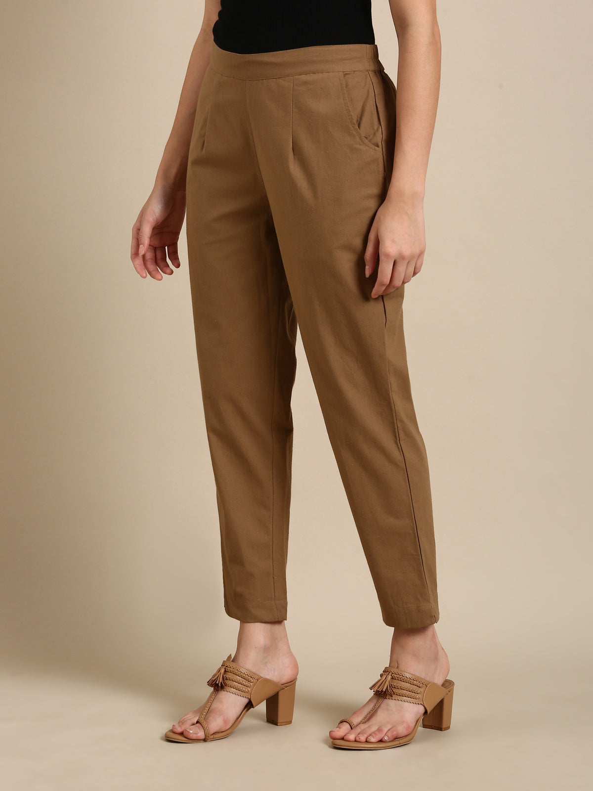 Coffee Brown Basic Pants