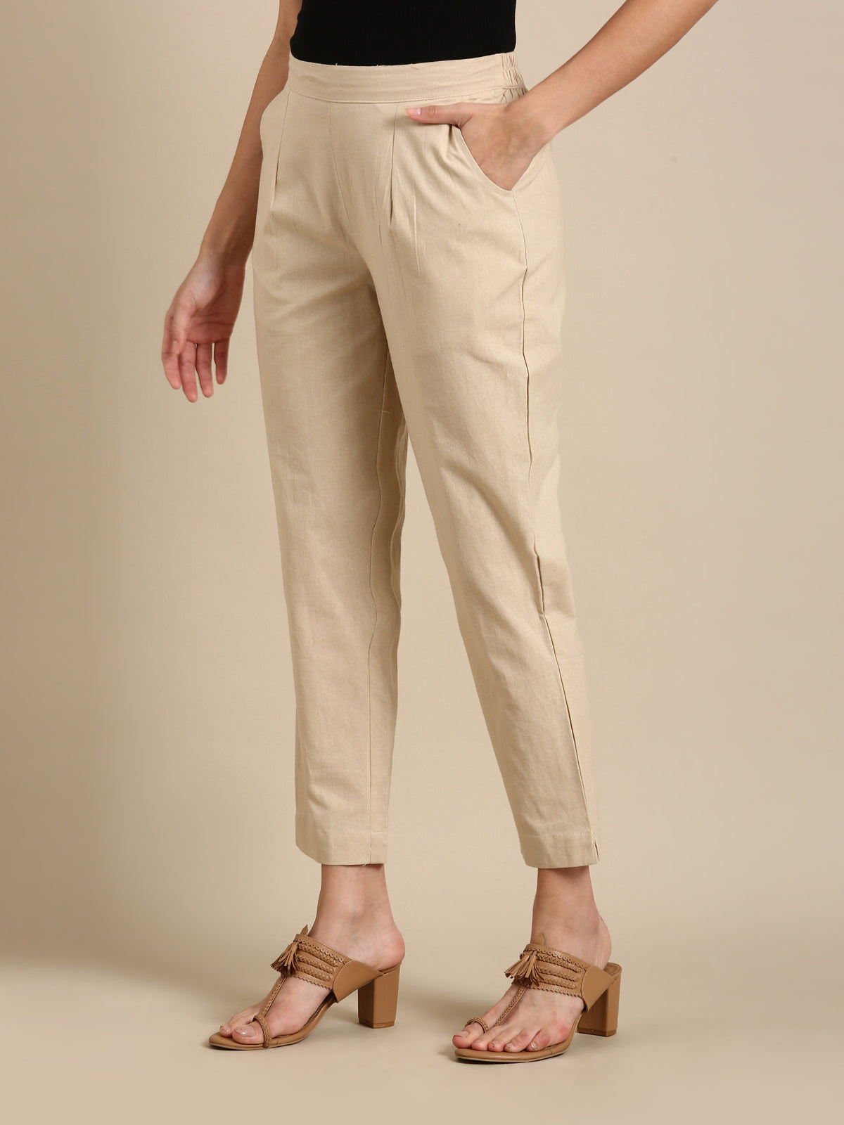 Beige Basic Pants