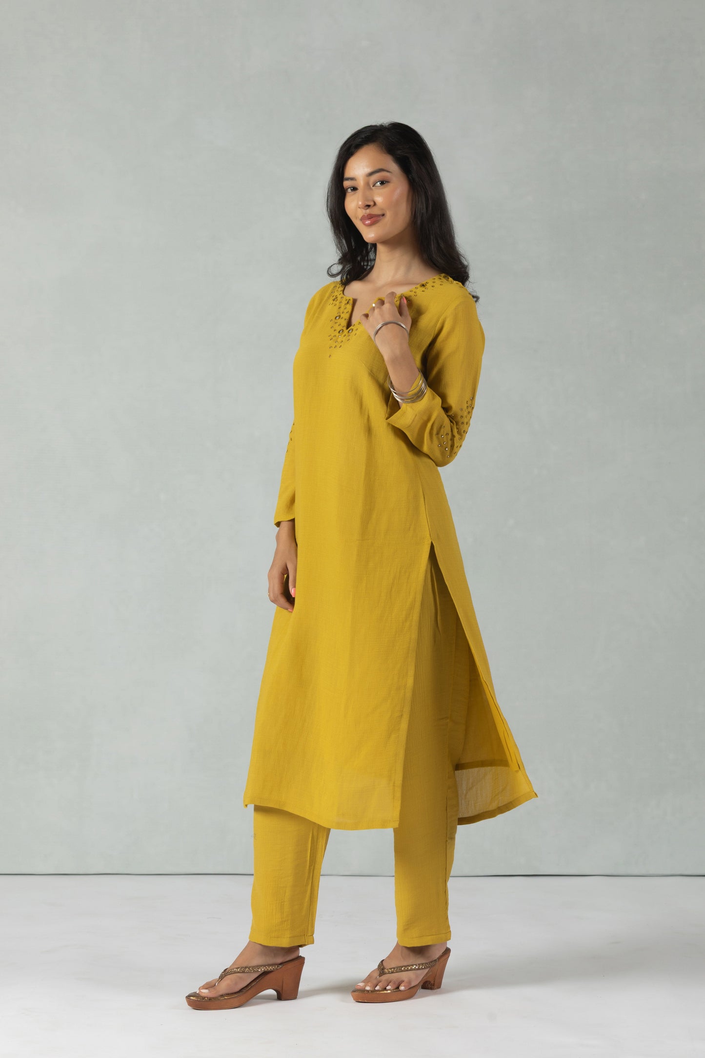 Mustard Yellow Minimal Kurti Set