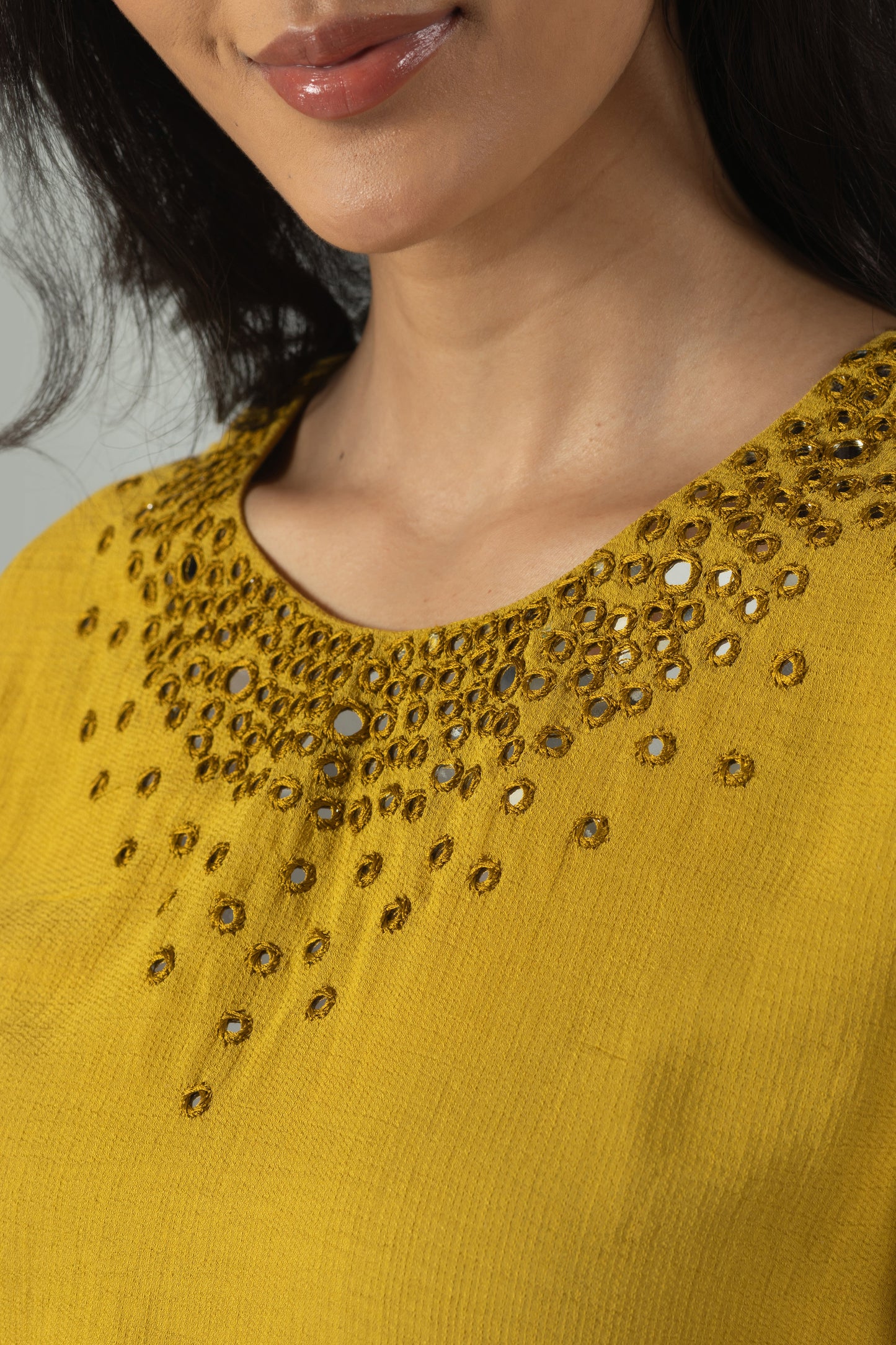 Marigold Round Neck Handwork Ethnic Co-Ord Set