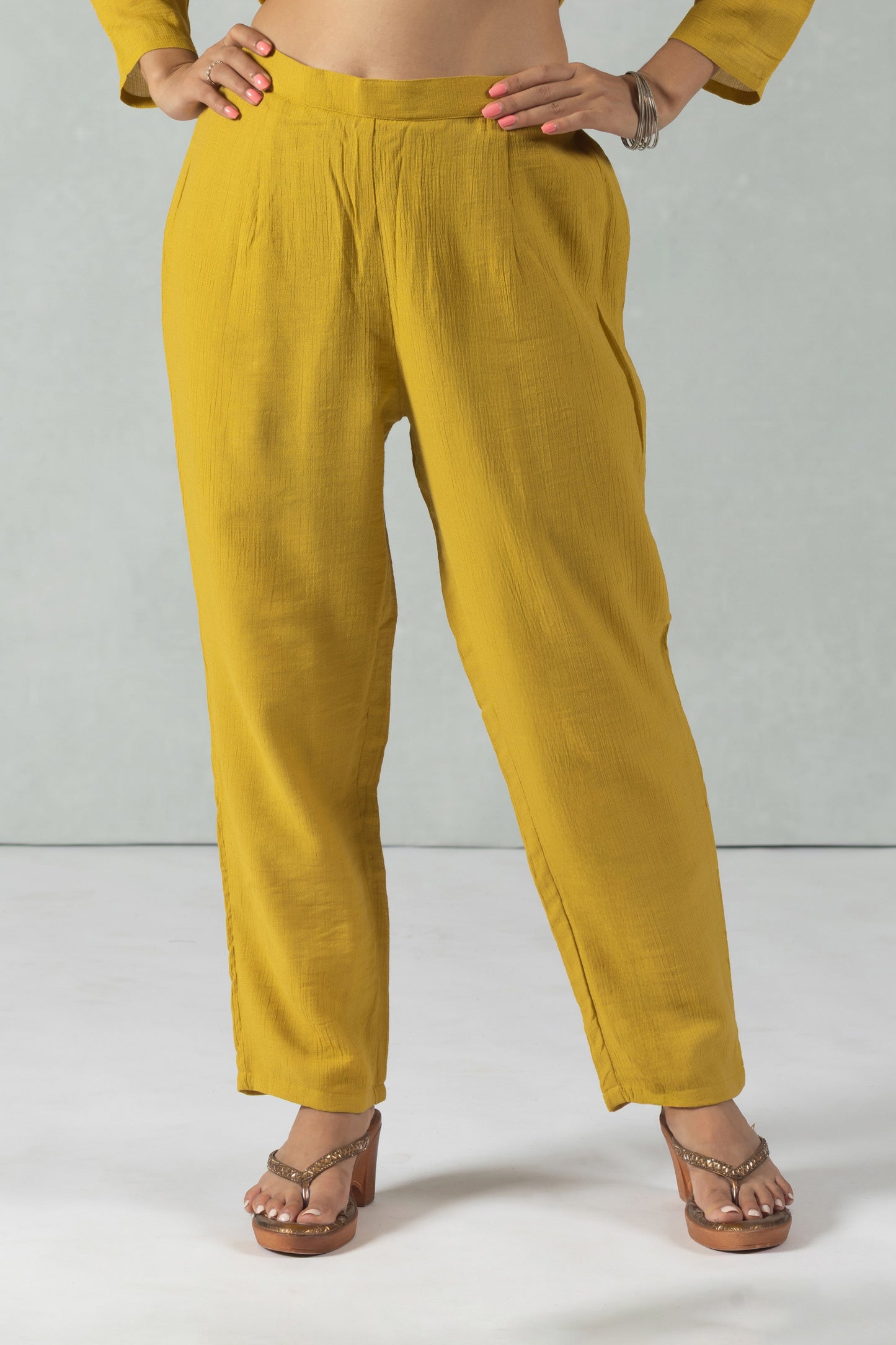 Marigold Round Neck Handwork Ethnic Co-Ord Set