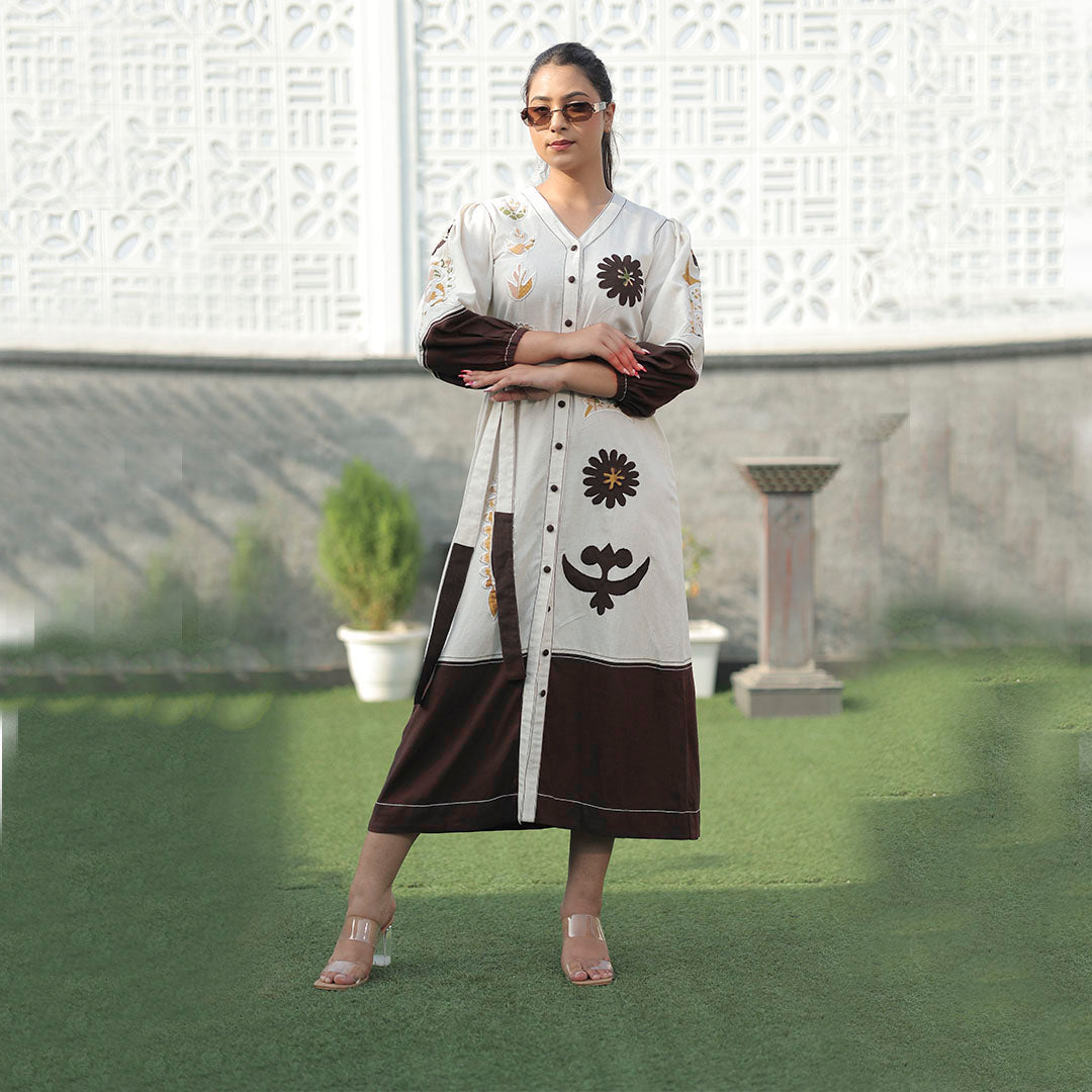 Earth Bloom Linen Shirt Dress