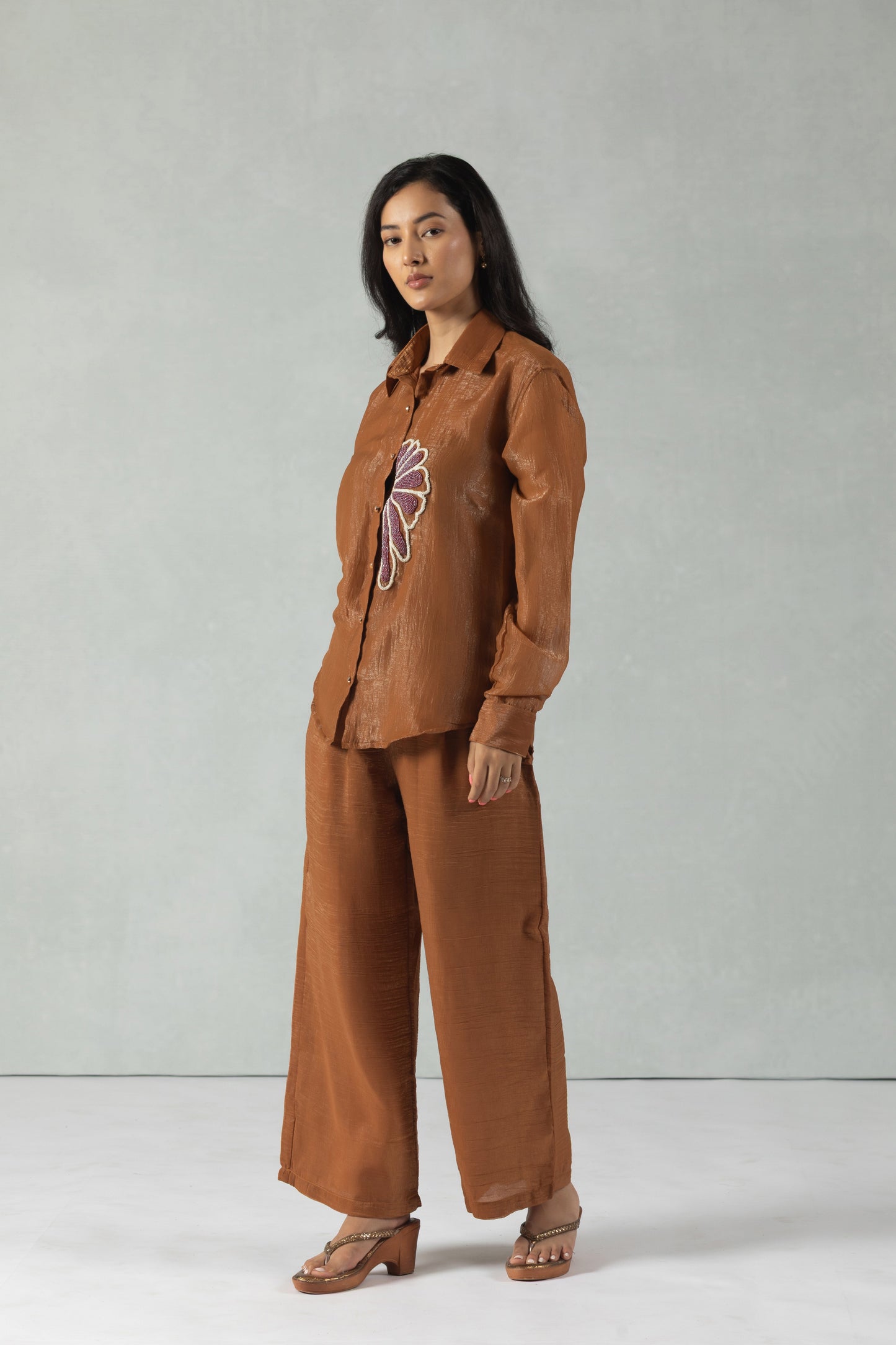 Tissue Crush Brown Co-Ord Set