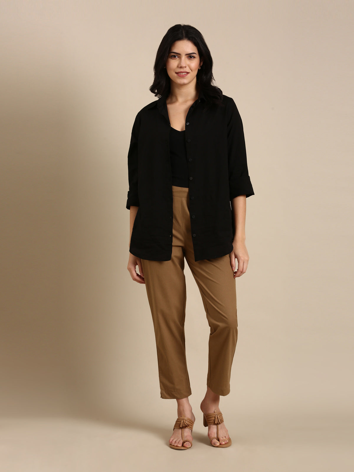Coffee Brown Basic Pants