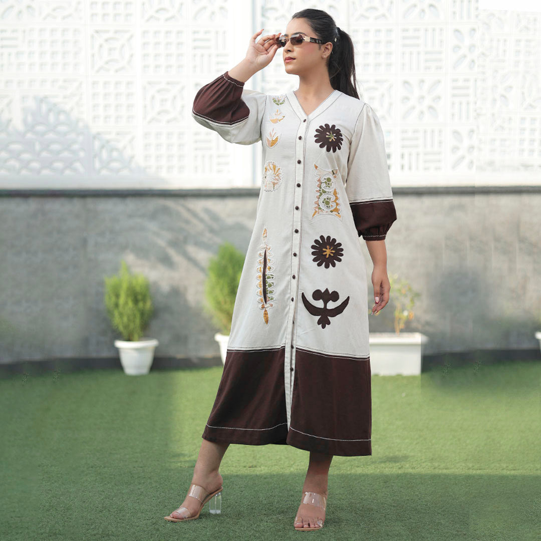 Earth Bloom Linen Shirt Dress