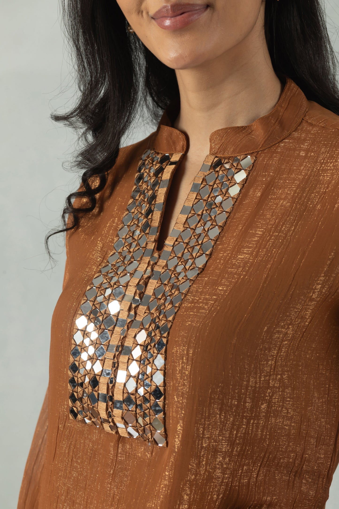 Rust Brown Textured Handwork Co-Ord Set