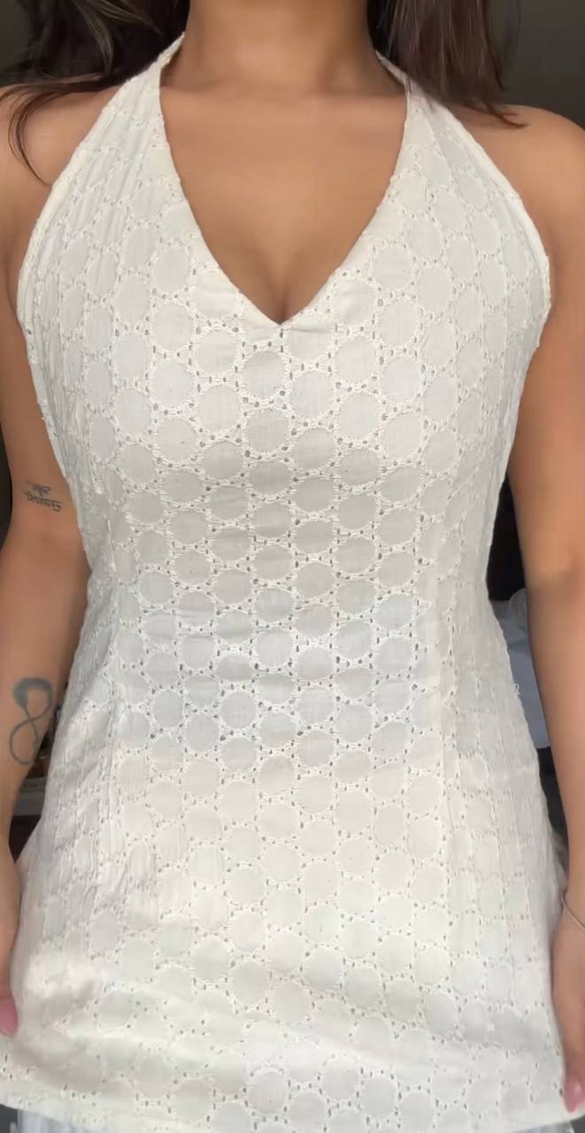MALIKA MOTIFS EMBROIDERED HALTER NECK KURTI