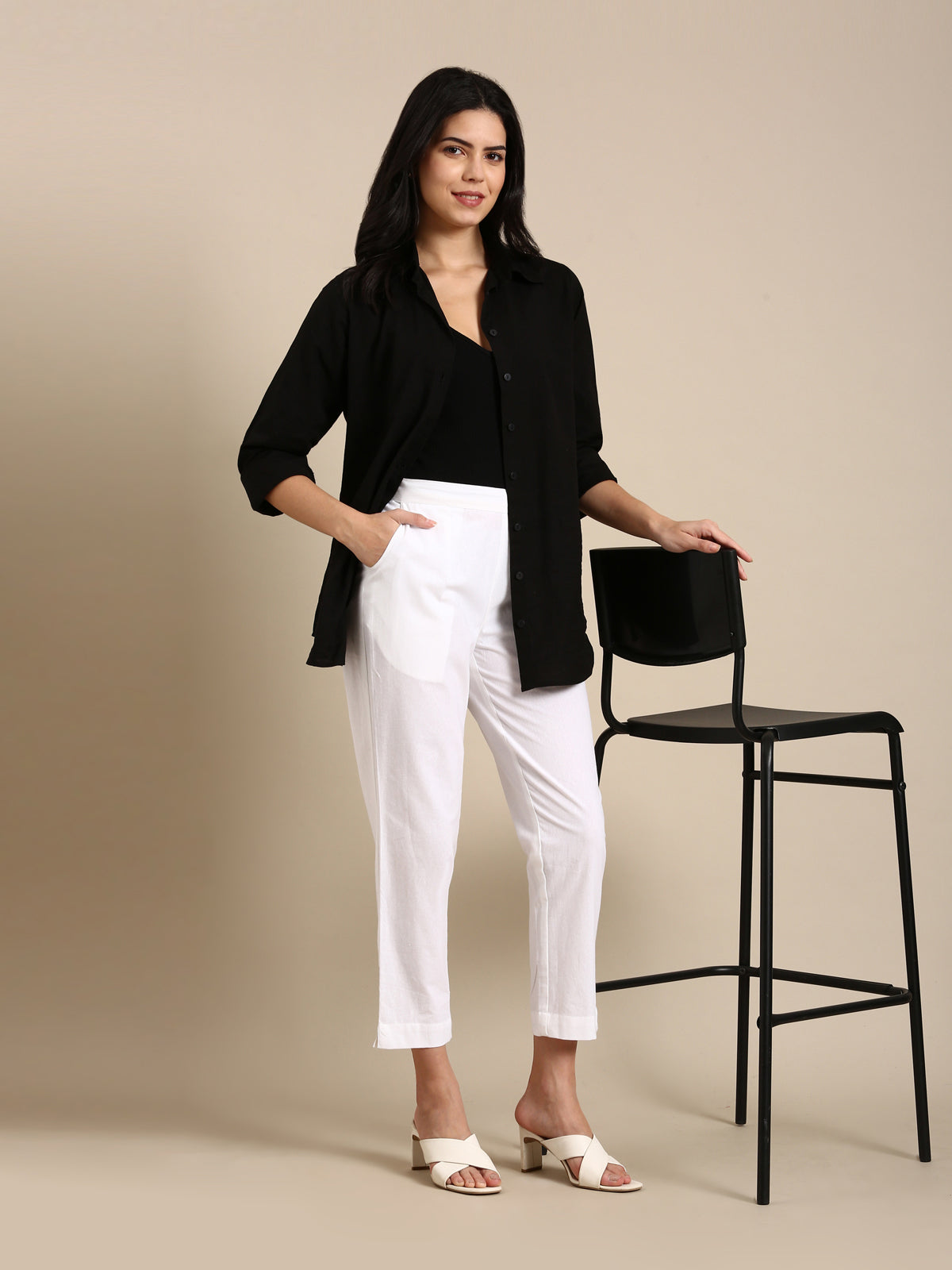 White Basic Pants