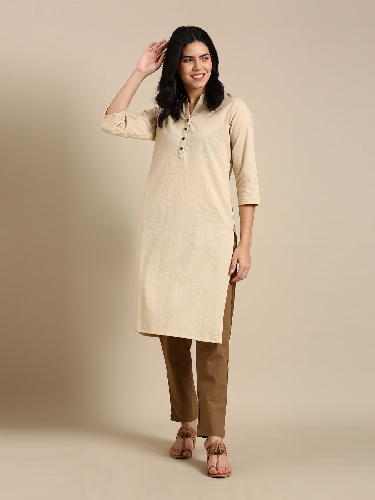 Coffee Brown Basic Pants