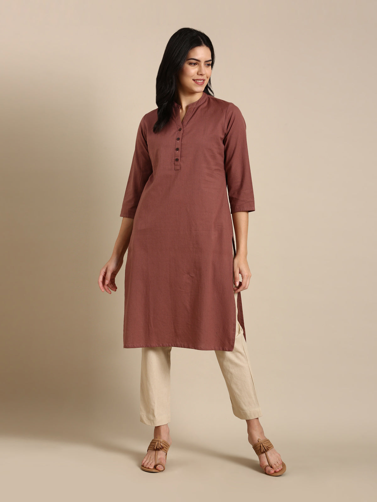 Beige Basic Pants