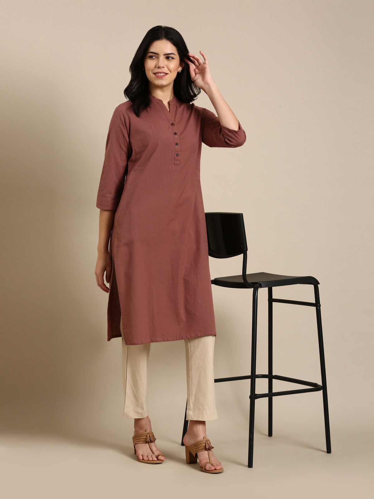 Beige Basic Pants