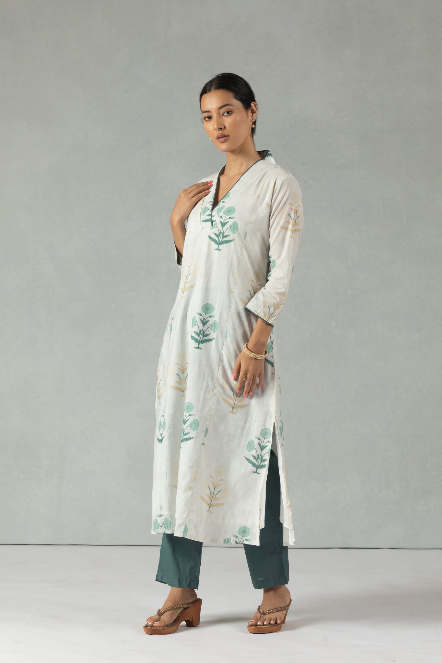 Ivory Botanical Kurti Set