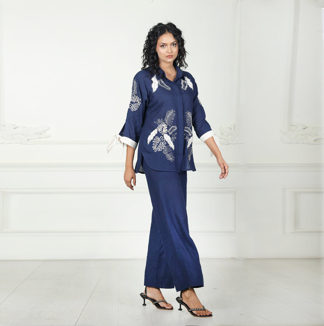 Luxe Indigo Grove Linen Co-Ord Set