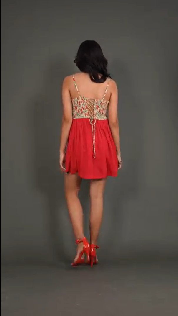 Floral Spaghetti Strap Fit-and-Flare Dress