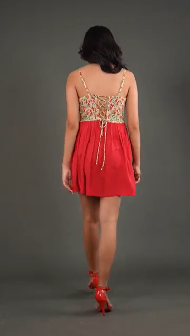Floral Spaghetti Strap Fit-and-Flare Dress