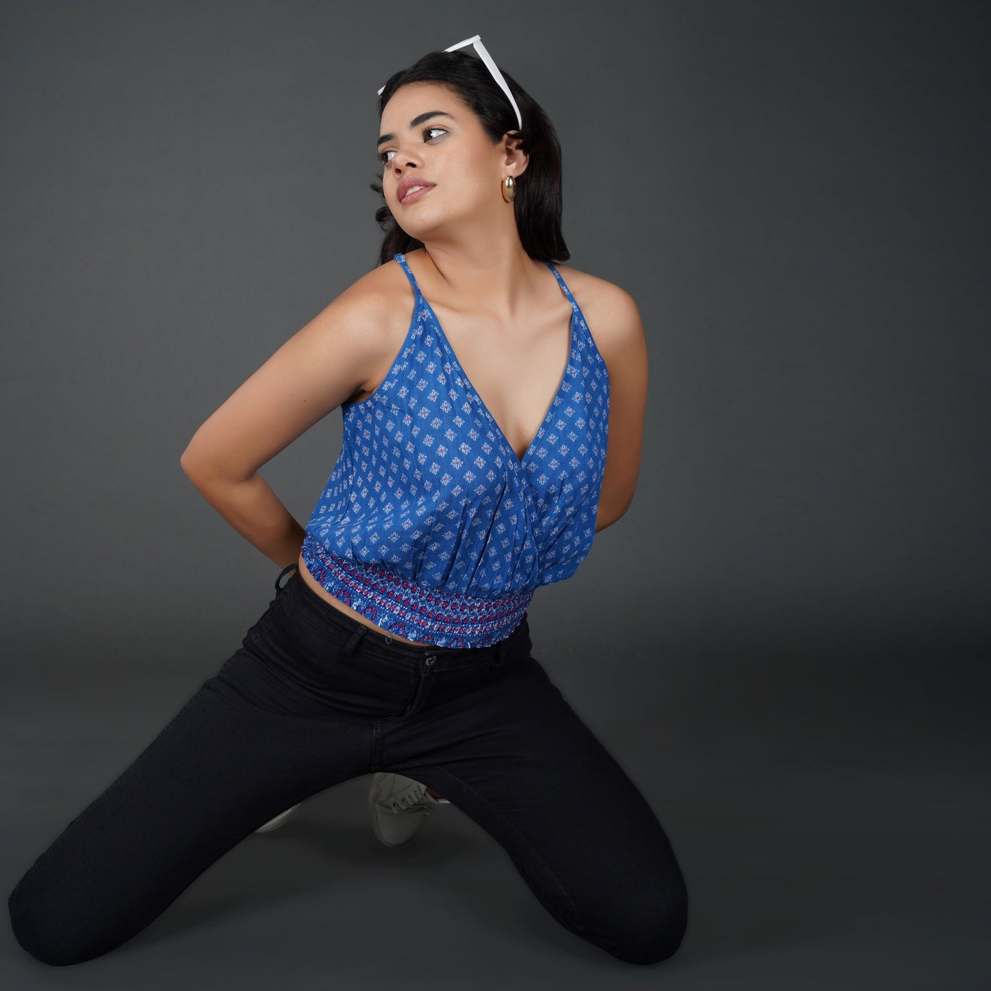 Geometric Wrap-Style Racerback Top