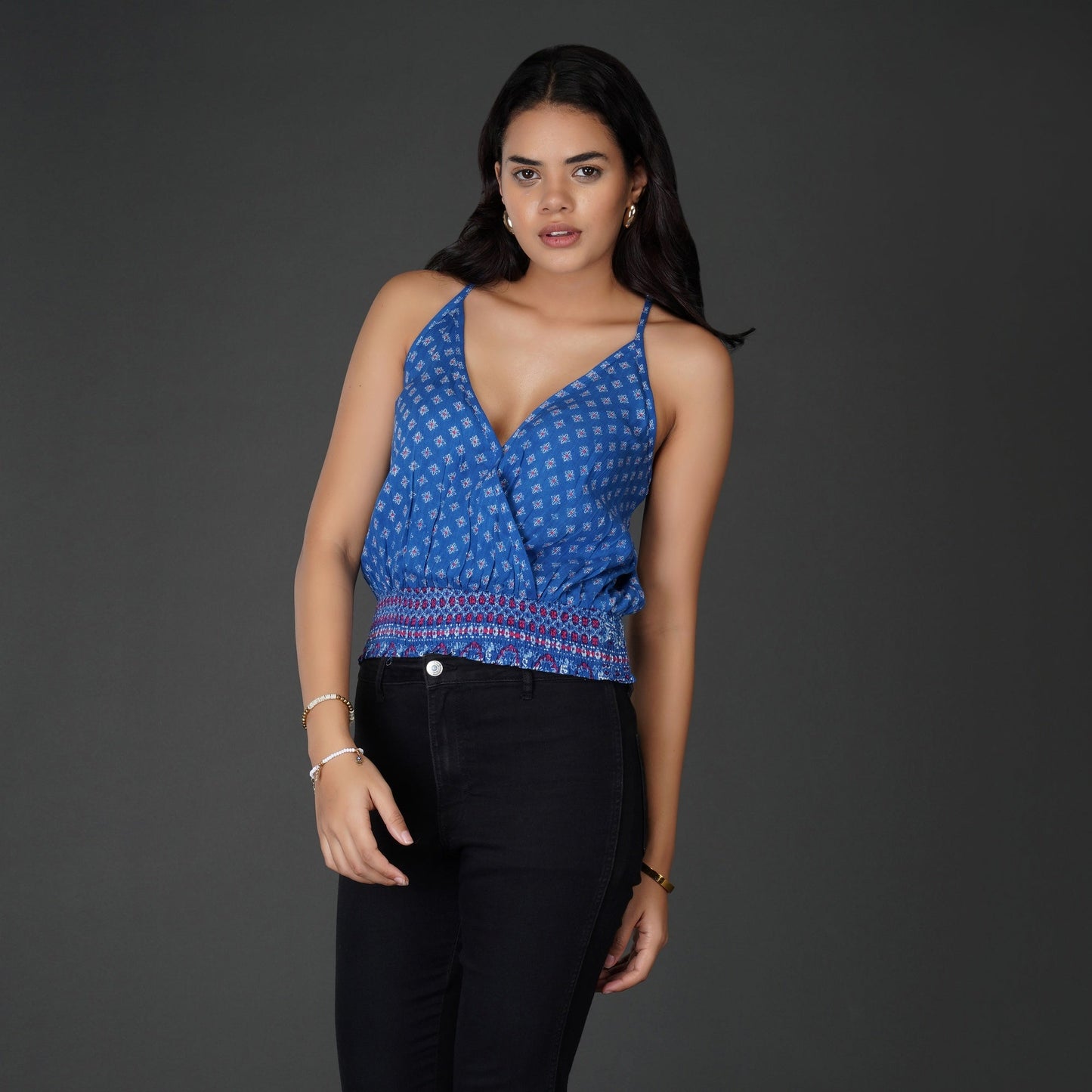 Geometric Wrap-Style Racerback Top