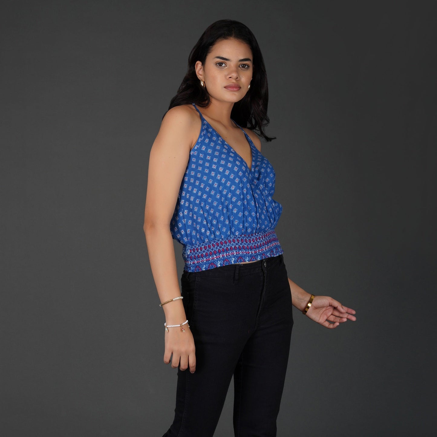 Geometric Wrap-Style Racerback Top