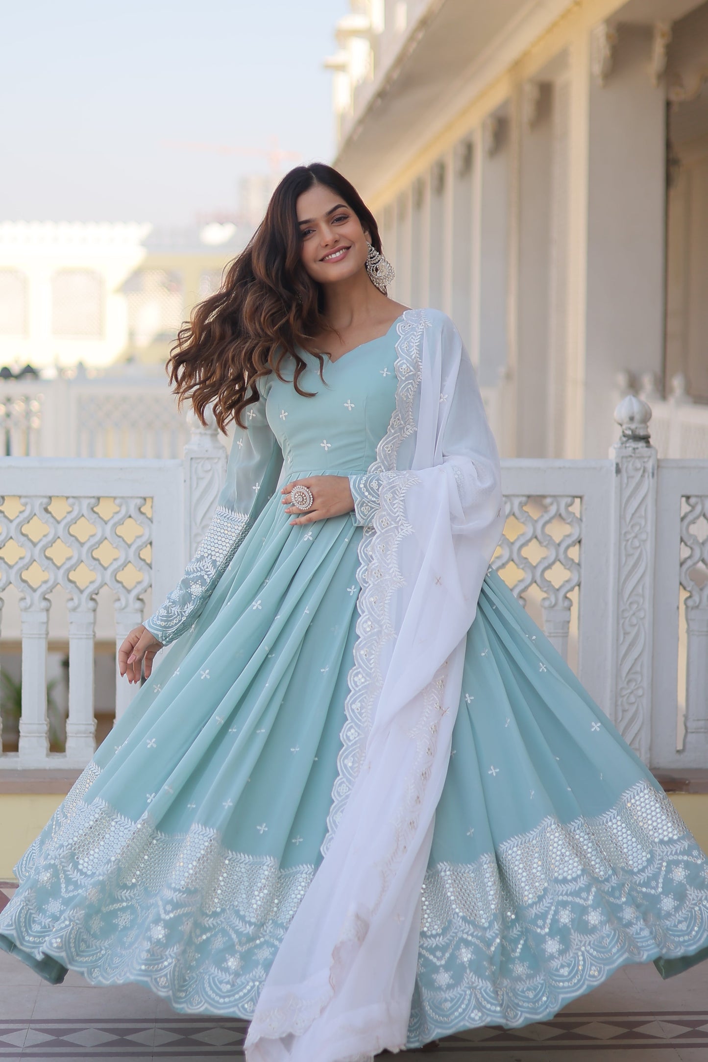 Designer Gown is luxury clothing Considered to be high quality Made by Thread & Sequins Embroidery. This is Made for Desirable Women's who deserve it
