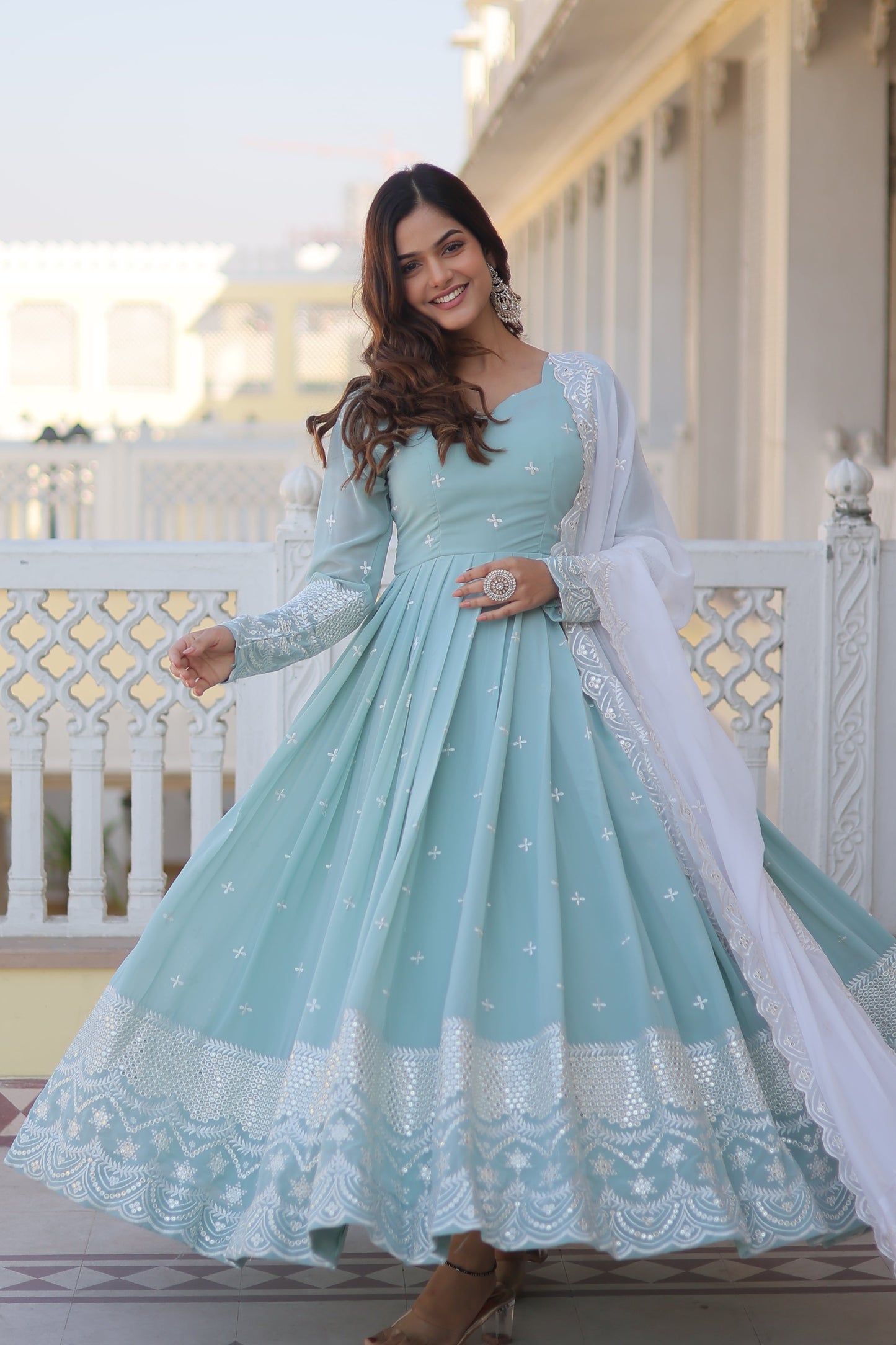 Designer Gown is luxury clothing Considered to be high quality Made by Thread & Sequins Embroidery. This is Made for Desirable Women's who deserve it