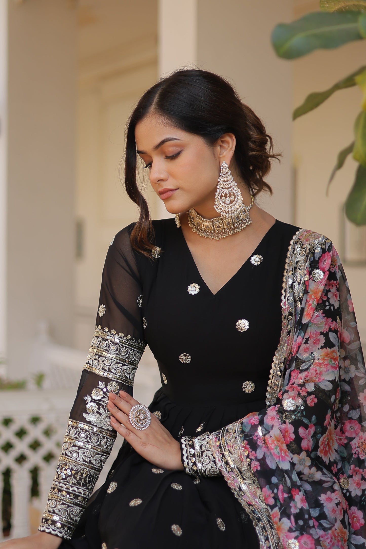 Graceful Faux Georgette Suit with Embroidery Zari & Sequins Work – Partywear Ethnic Outfit