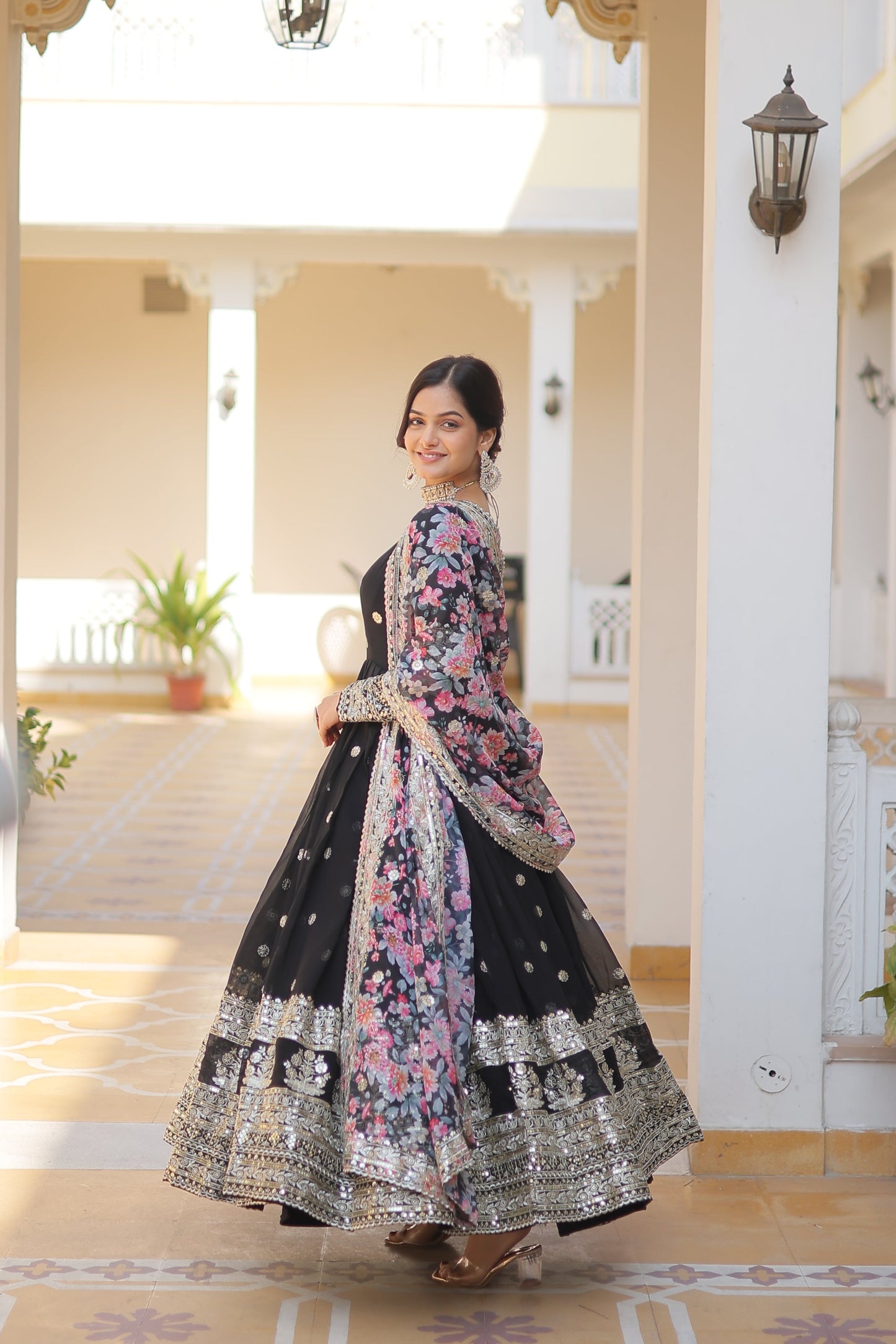 Graceful Faux Georgette Suit with Embroidery Zari & Sequins Work – Partywear Ethnic Outfit