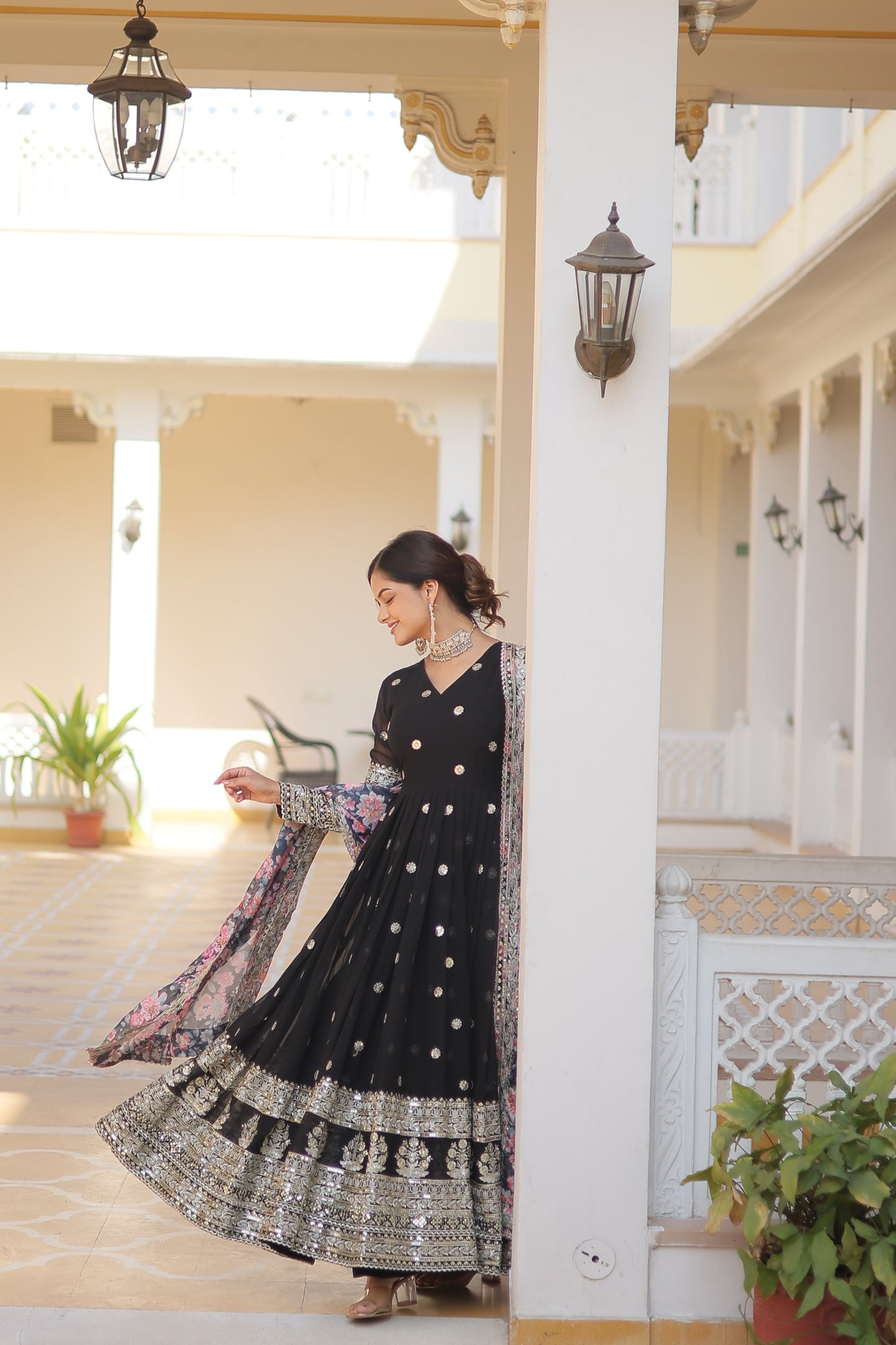Graceful Faux Georgette Suit with Embroidery Zari & Sequins Work – Partywear Ethnic Outfit